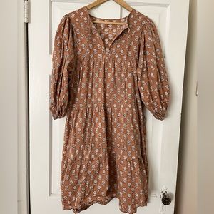 Indian cotton hand blocked peasant/hippie dress